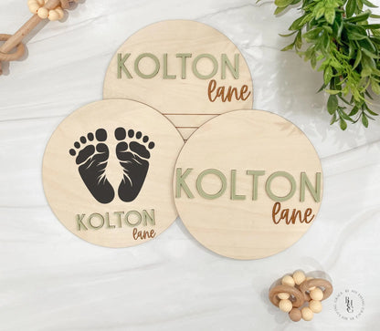 Wooden Baby Announcement Signs with Acrylic Name
