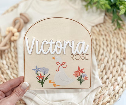 Floral Silly Goose Baby Announcement Sign