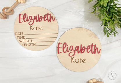 Wooden Baby Announcement Signs with Acrylic Name