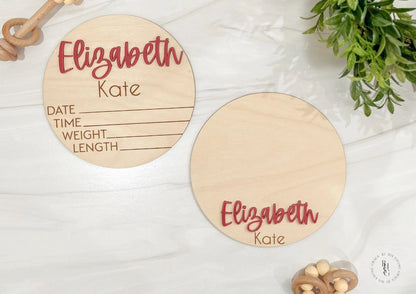 Wooden Baby Announcement Signs with Acrylic Name