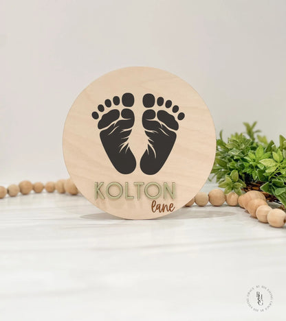 Wooden Baby Announcement Signs with Acrylic Name