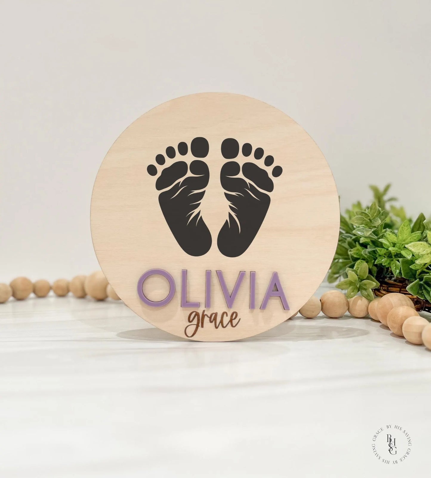 Wooden Baby Announcement Signs with Acrylic Name