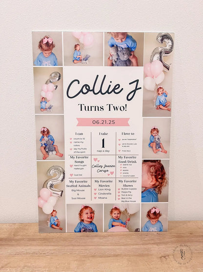 Personalized Birthday Board With Fun Facts and Photo Collage