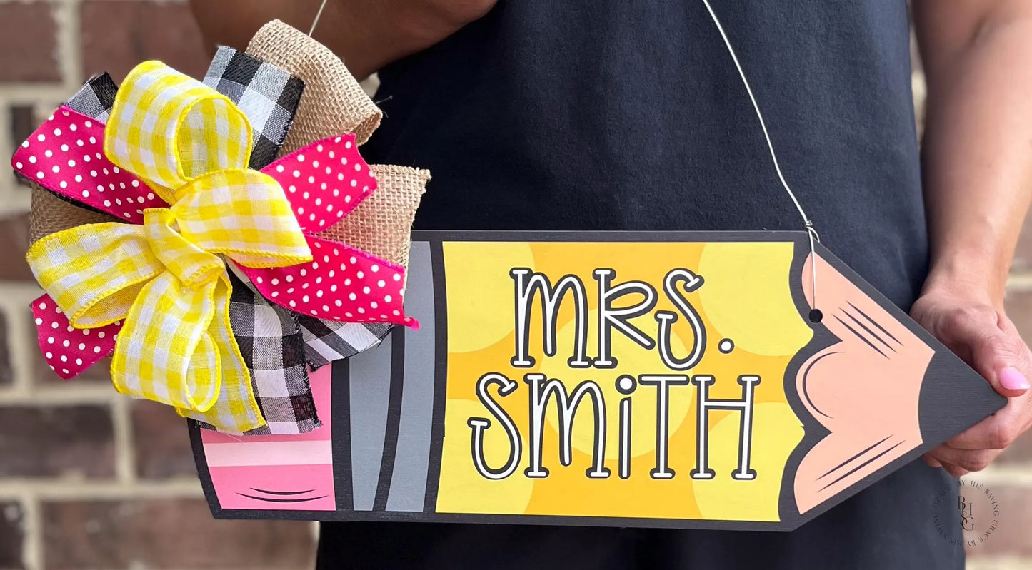 Personalized Pencil Door Hanger
