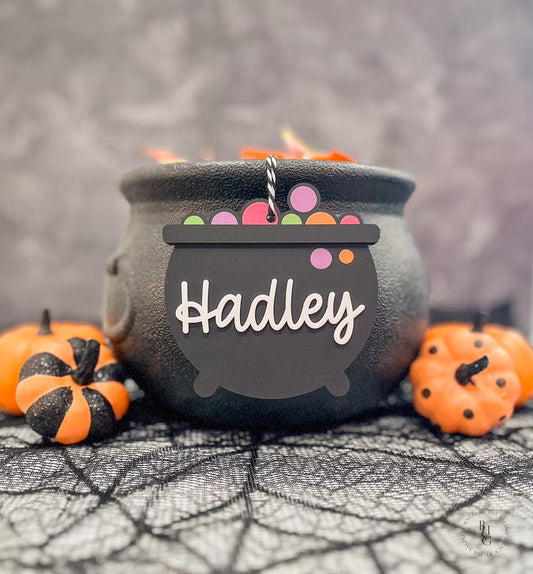 Bubbling Cauldron Halloween Bag Tag