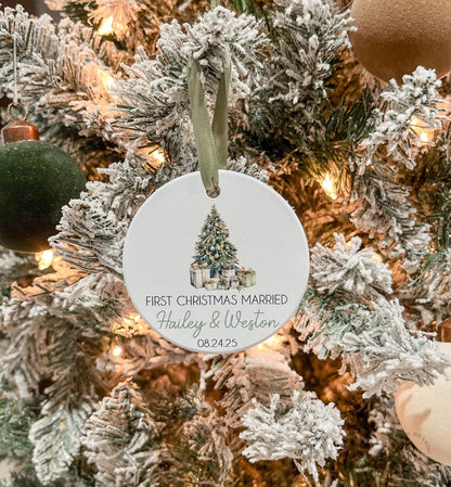 First Christmas Married Ceramic Ornament