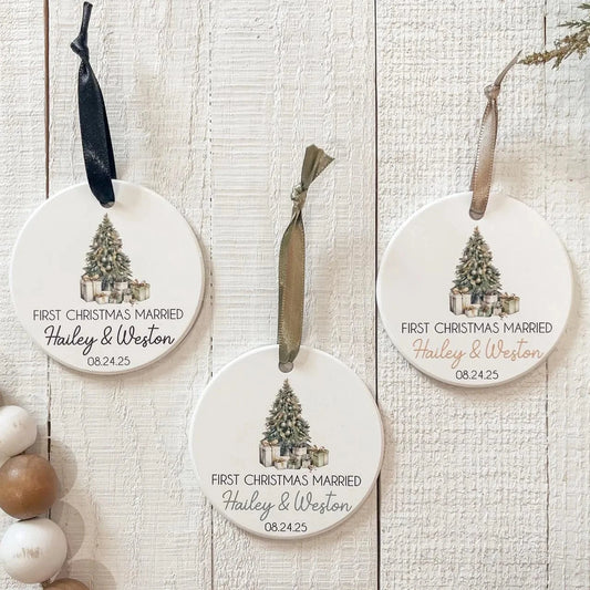 First Christmas Married Ceramic Ornament