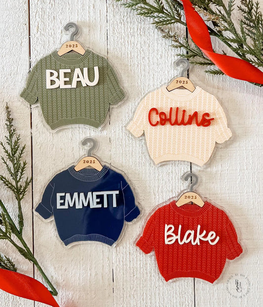 Chunky Knit Sweater Name Christmas Ornament