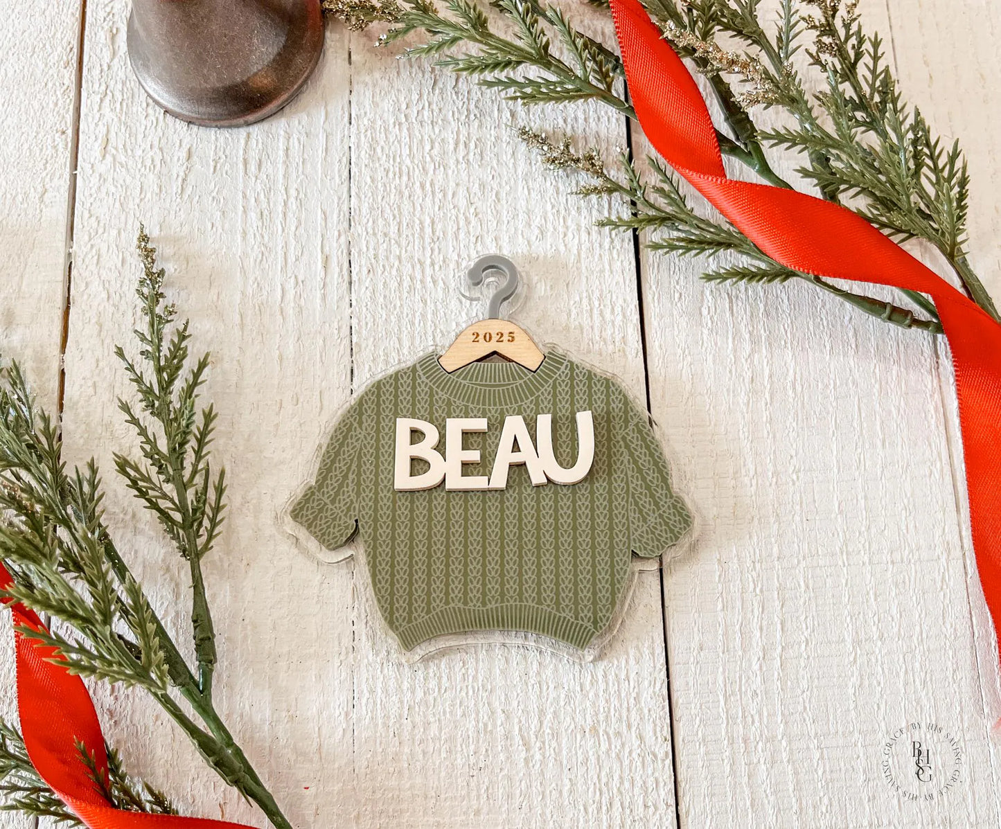 Chunky Knit Sweater Name Christmas Ornament