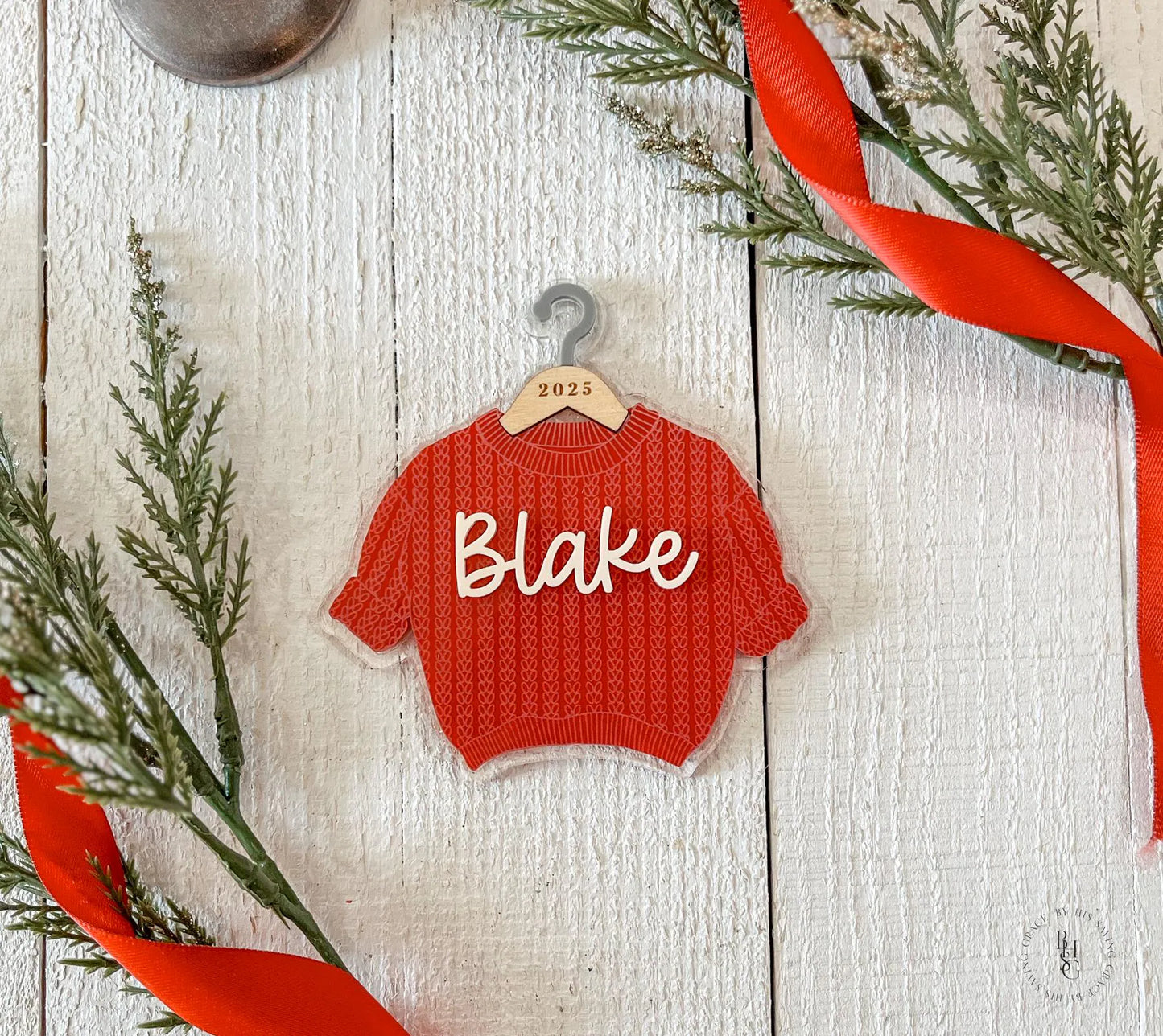 Chunky Knit Sweater Name Christmas Ornament
