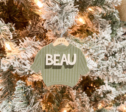 Chunky Knit Sweater Name Christmas Ornament