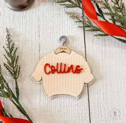 Chunky Knit Sweater Name Christmas Ornament