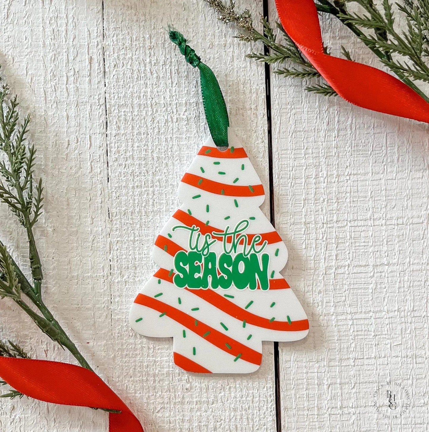 Tis The Season Christmas Cake Ornament