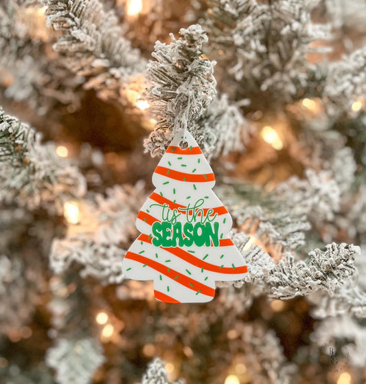 Tis The Season Christmas Cake Ornament
