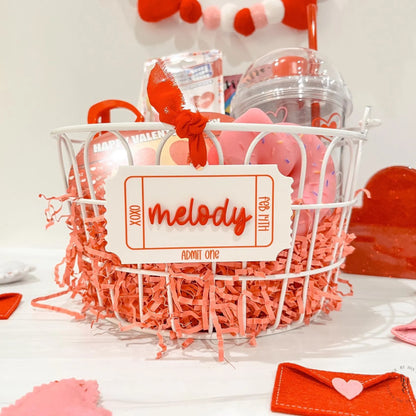 Personalized Valentine's Day Admit One Ticket Tag for Kids