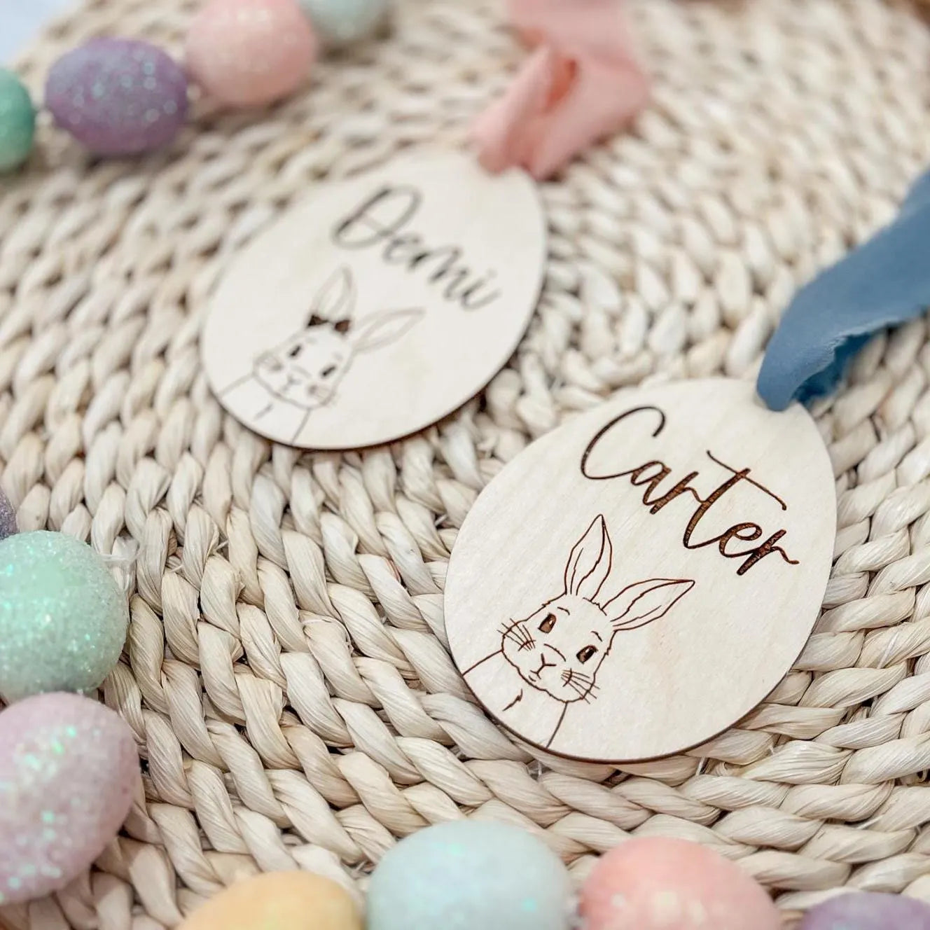 Vintage Rabbit Easter Basket Tag