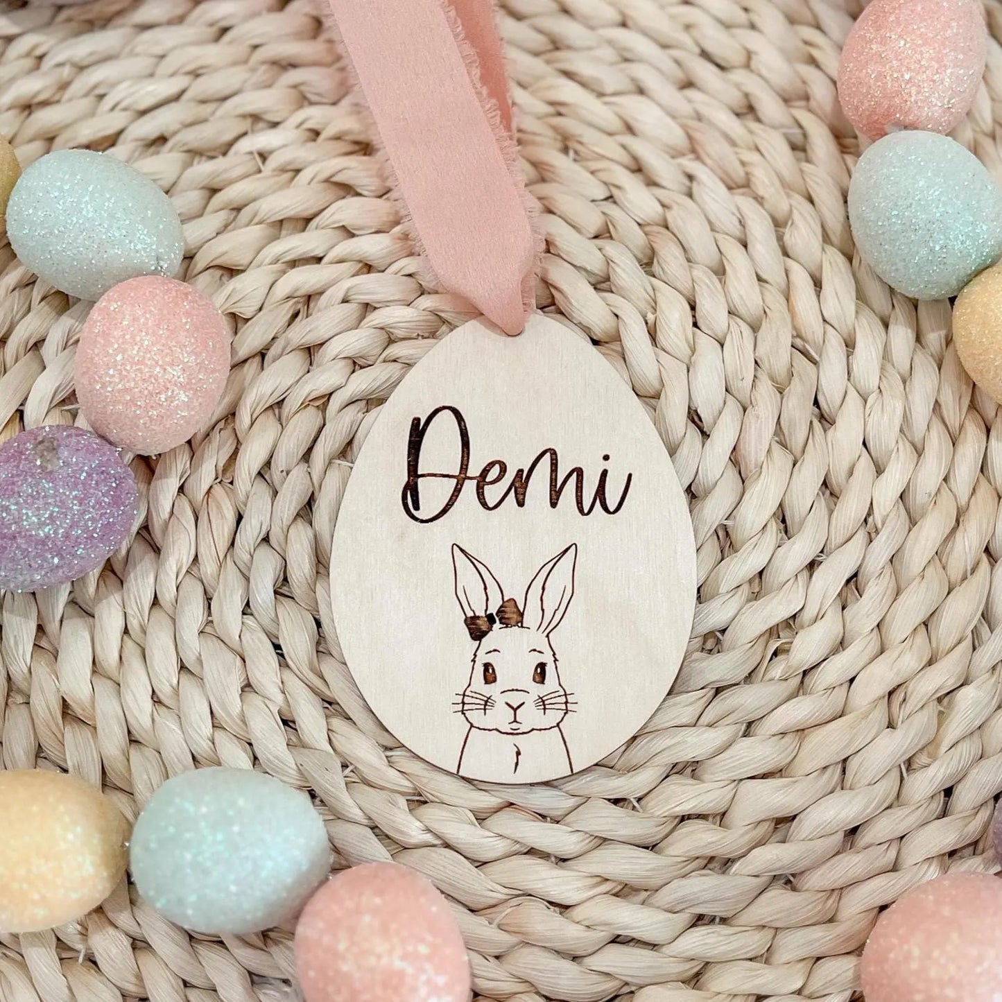 Vintage Rabbit Easter Basket Tag