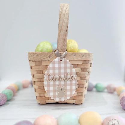 Personalized Easter Basket Tag with Plaid Pattern