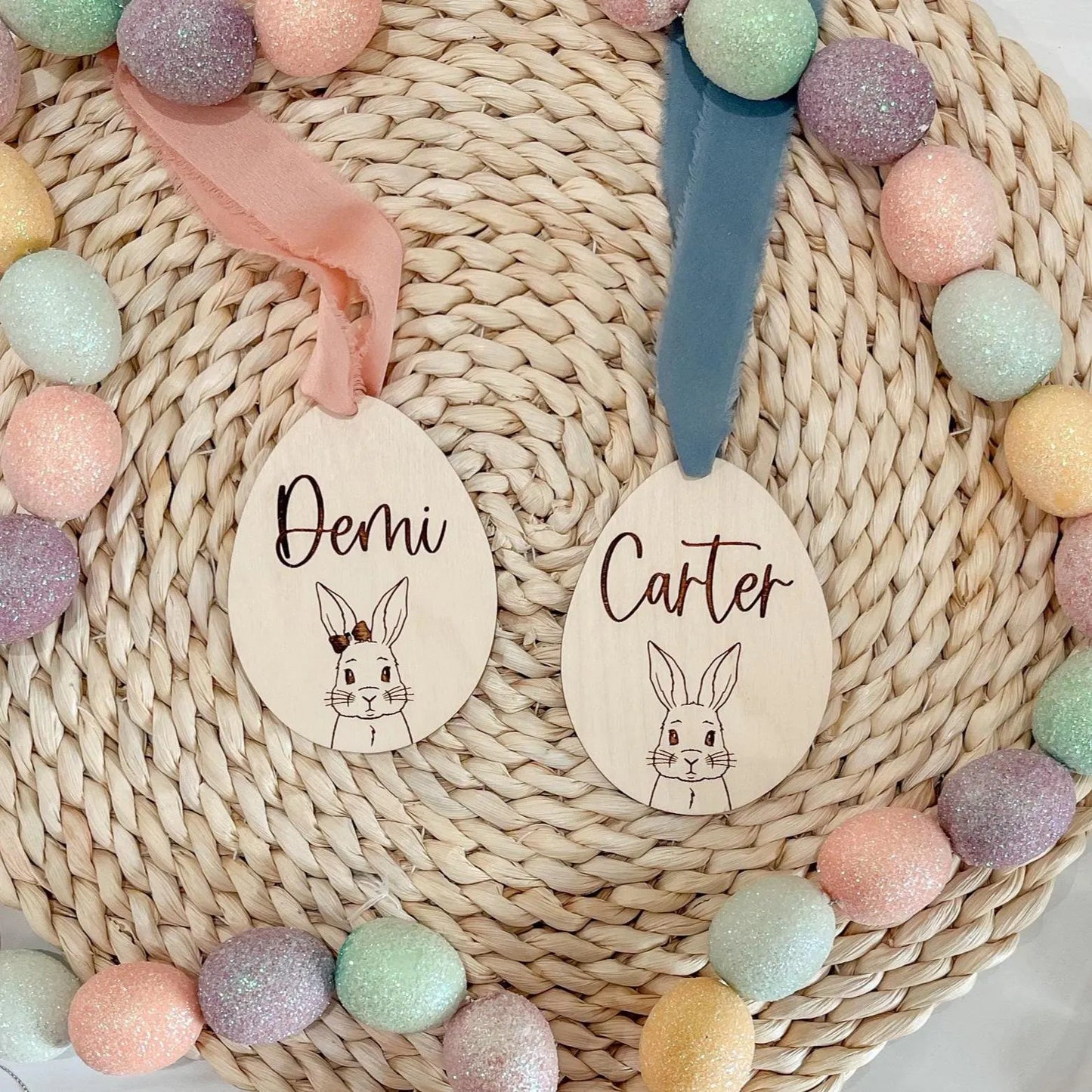 Vintage Rabbit Easter Basket Tag