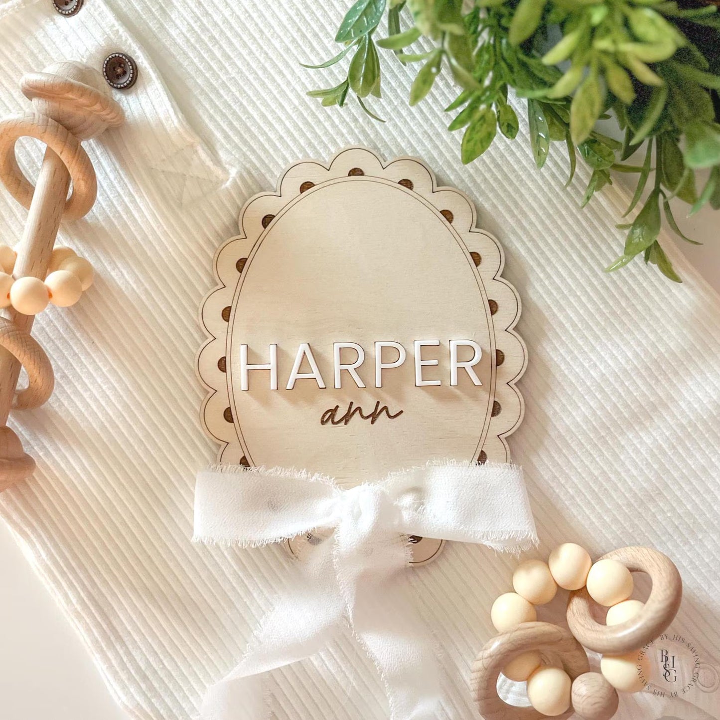 Baby Girl Announcement Signs with Ribbon