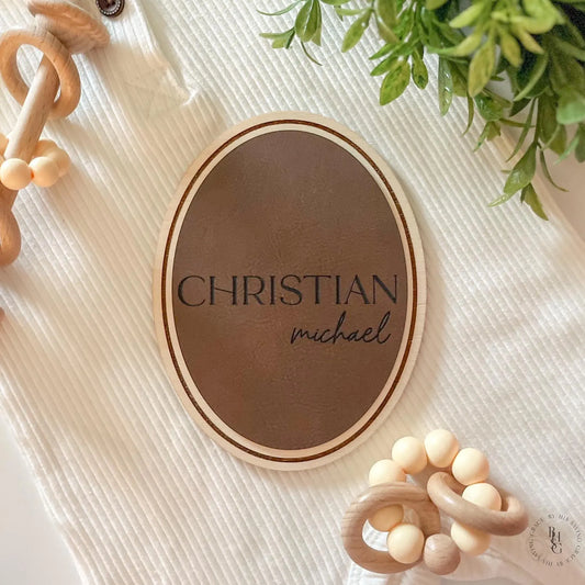 Leatherette Baby Nameplate Sign