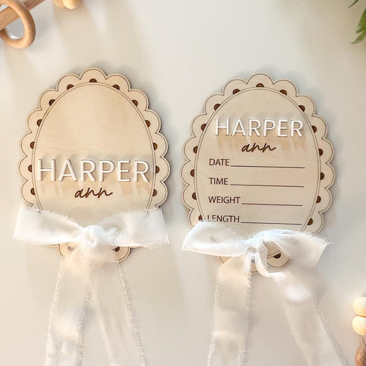 Baby Girl Announcement Signs with Ribbon