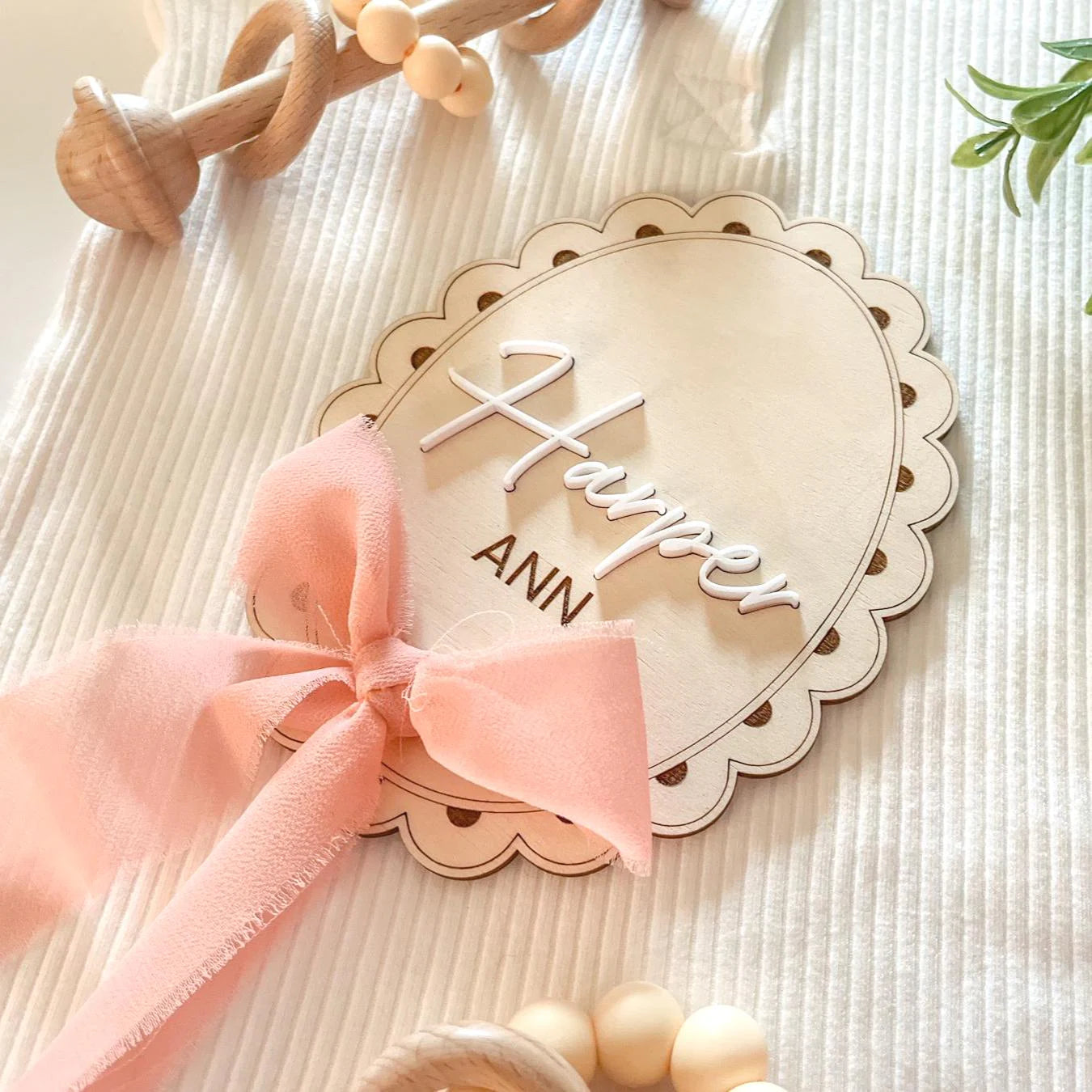 Baby Girl Announcement Signs with Ribbon