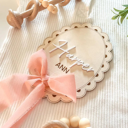 Baby Girl Announcement Signs with Ribbon
