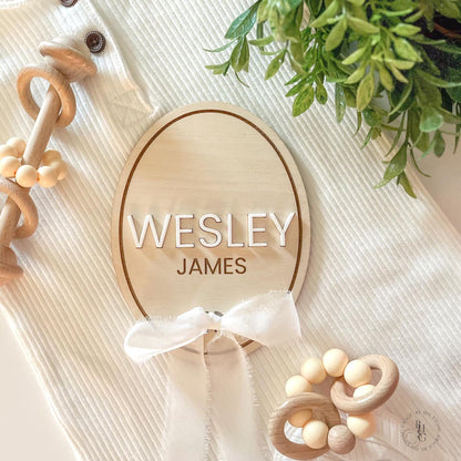 Baby Boy Announcement Signs with Ribbon
