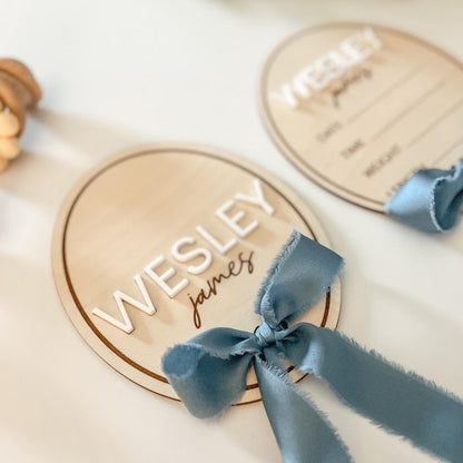Baby Boy Announcement Signs with Ribbon