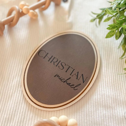 Leatherette Baby Nameplate Sign