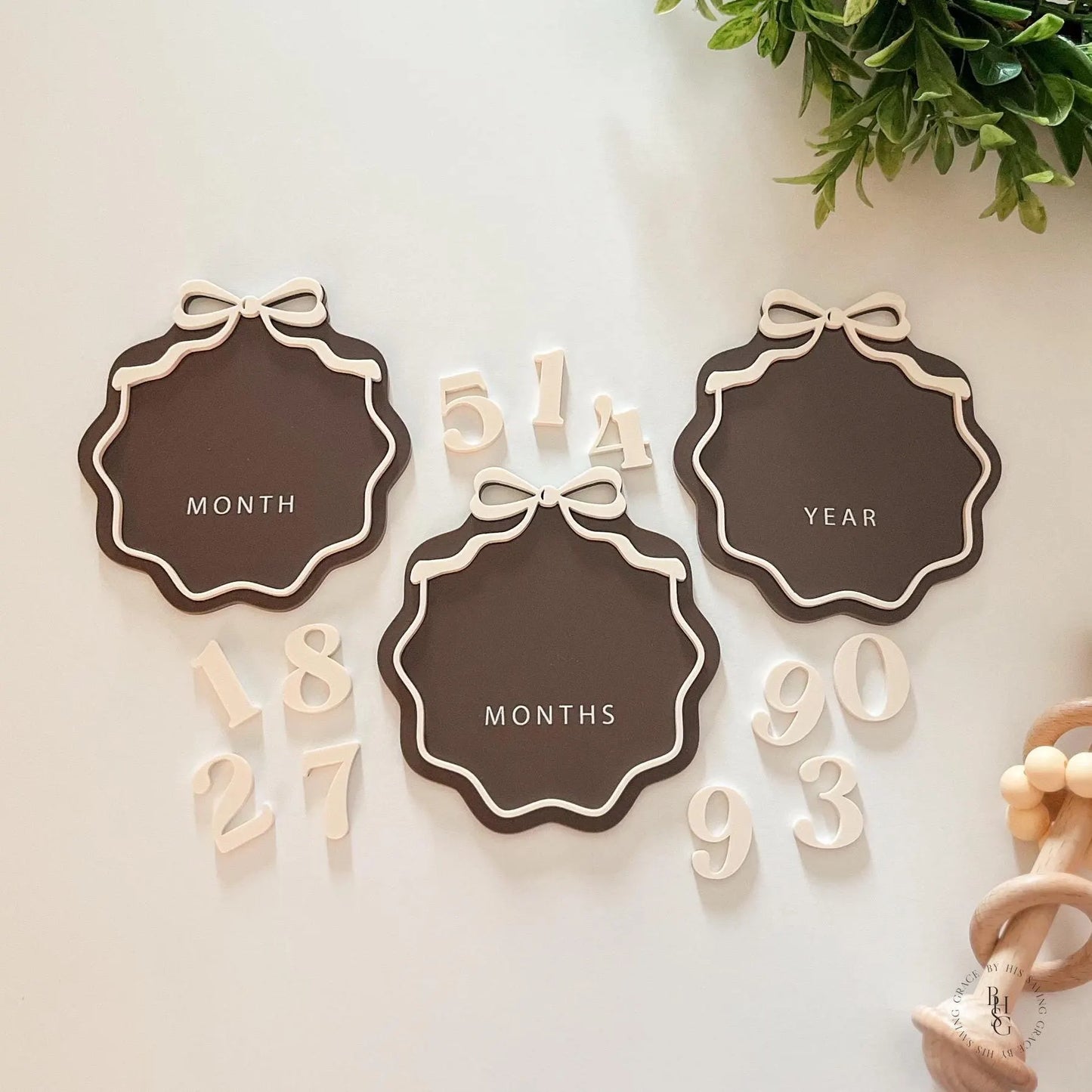 Interchangeable Number Bow Monthly Milestone Markers