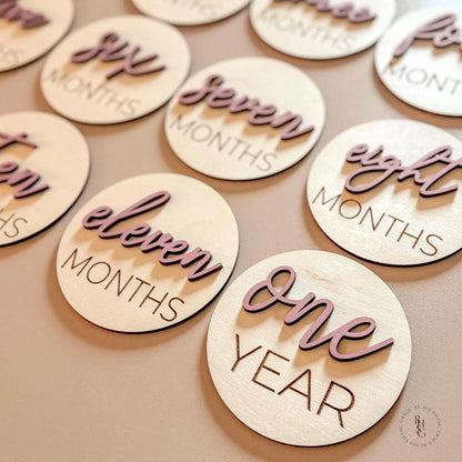 3D Monthly Milestone Markers with Vintage Rose Months