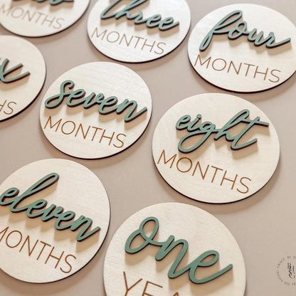 3D Monthly Milestone Markers with Sage Months