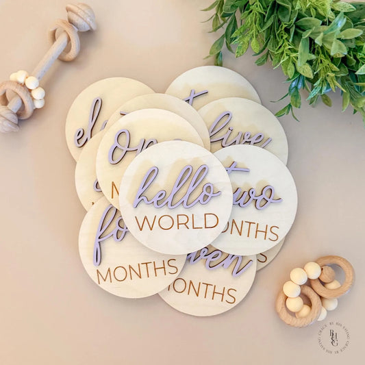 3D Monthly Milestone Markers with Lilac Months